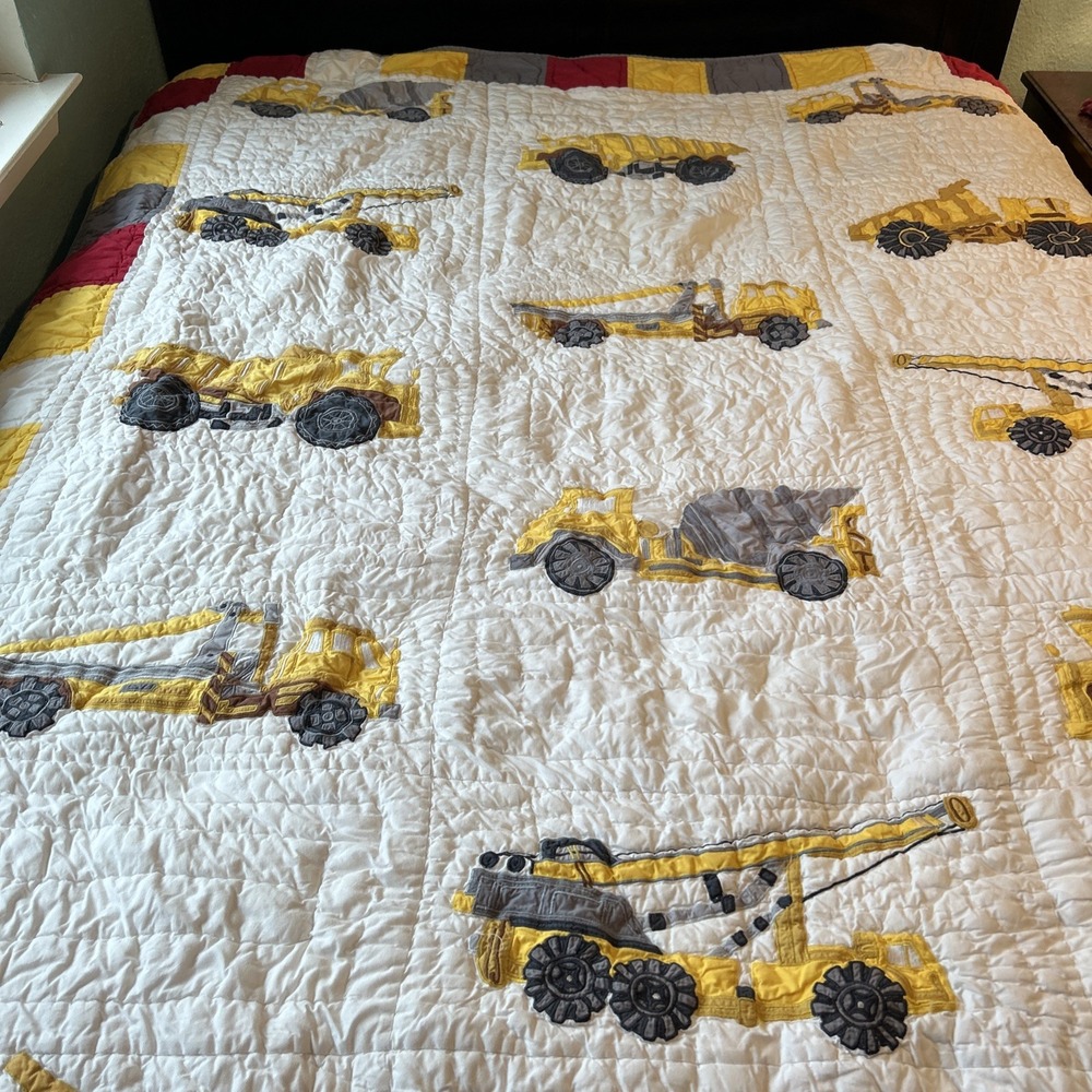 The Company Store Twin Quilt Boys Construction Equipment Trucks Excavators